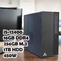 Системный блок: Intel Core i5-12400, R400, H610, 16GB, 256GB, 1TB, 450W, DOS