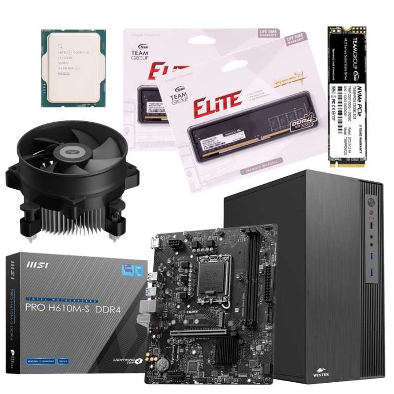 Офисный ПК Intel Core i3-13100 16GB DDR4 512GB SSD