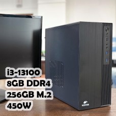 Системный блок: Сore i3-13100, R120, H610, 8Gb, 256GB, 450W, DOS