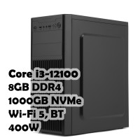 ПК для работы: Core i3-12100, R94, H410, 8GB, 1000GB NVMe, WiFi, 400W