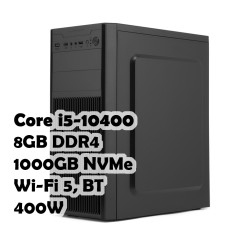 ПК для работы: Core i5-10400, R200, H410, 8GB, 1000GB NVMe, WiFi, 400W