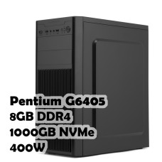 ПК для офисных задач: Pentium G6405, R94, H410, 8GB, 1000GB NVMe, 400W