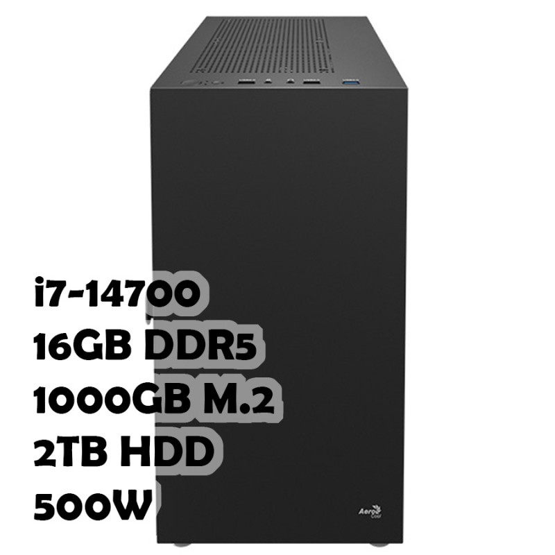 Рабочий ПК Intel i7-14700 16GB DDR5 SSD 1TB HDD 2TB