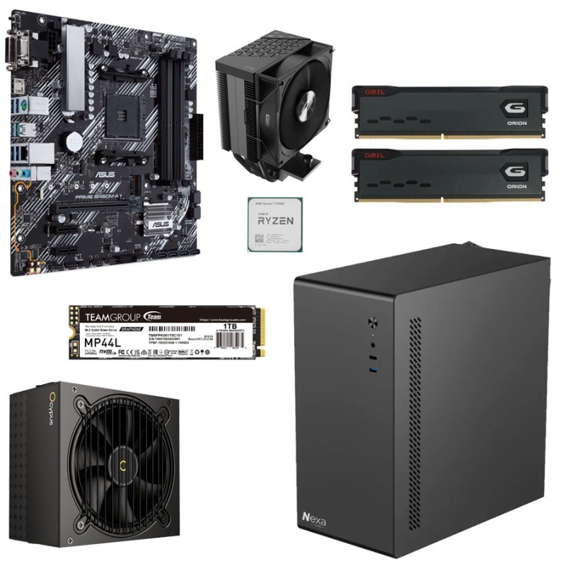 Системный блок: Ryzen 7 5700G, R400 , B450M, 16GB, 1000GB, 500W