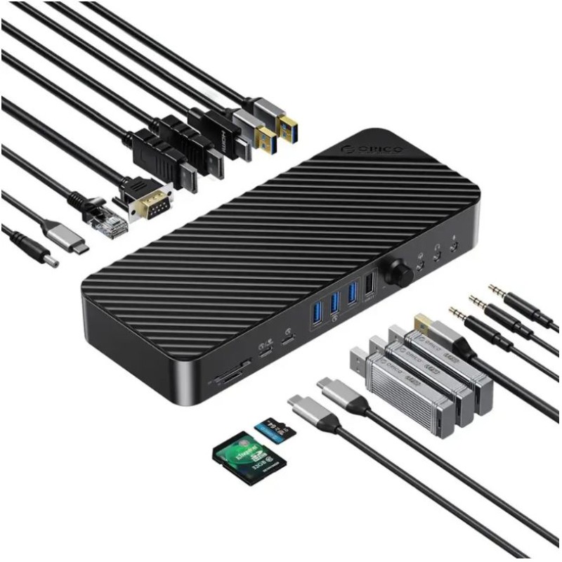 Док-станция ORICO-DKA20-V1-UK-BK-EP USB-C