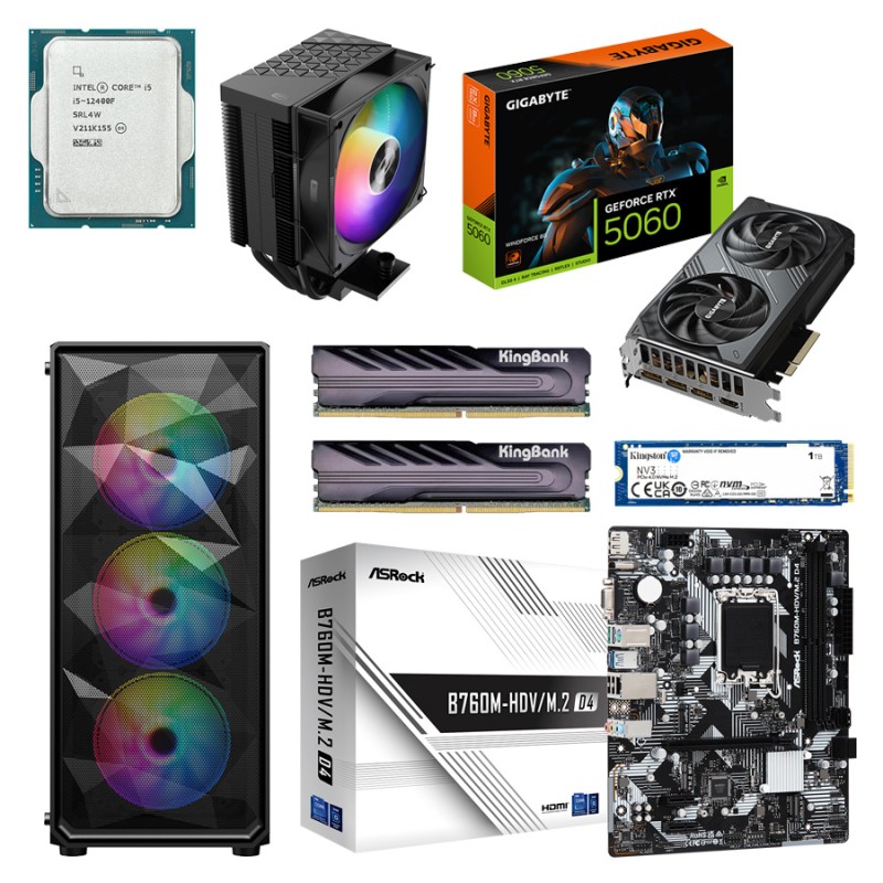 Игровой ПК Intel Core i5‑12400F + GeForce RTX 5060 + 32GB + SSD 1TB