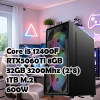 Игровой ПК: Core i5-12400F + RTX 5060TI 8G, R300, B760M-E DDR4, 32GB, 1TB M.2, 600W