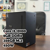 Системный блок: Сore i3-13100, R120, H610, 8Gb, 256GB, 450W, DOS