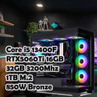 Игровой ПК: Core i5-13400F + RTX 5060TI 16G, R400, B760M-R D4, 32GB, 1TB M.2, 850W