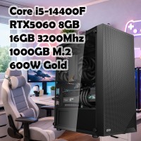 Игровой ПК: Core i5-14400F, R400, B760, 16GB, RTX5060 8G, 1TB, C3 B310 BK, 600W