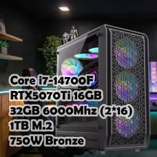 Игровой ПК: Intel Core i7-14700F + RTX5070Ti 16GB + 32GB DDR5, B760, 1TB, 750W