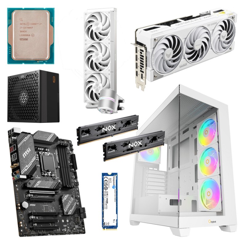 Игровой ПК: Intel Core i7-14700KF + RTX5070Ti 16GB + 32GB DDR5, B760, 1TB, 850W, WiFi, СЖО