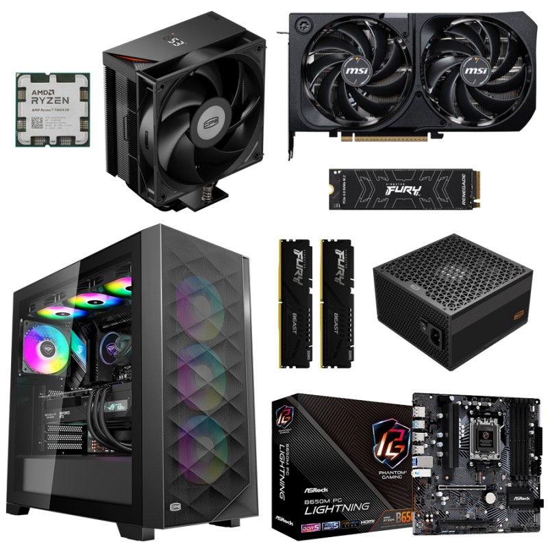 Игровой ПК: Ryzen 7 7800X3D, PCCooler RT500 Digital, ASRock, B650M PG LIGHTNING, Kingston Fury Beast 32GB 6000MHz, MSI RTX5070 12GB, TeamGroup MP44L 2000G, PCCooler C3D510 BK, PCCooler YK650