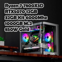 Игровой ПК: AMD Ryzen 7 7800X3D, Iota A40 WH, B850, 32GB Kit, RTX5070 12GB, 1TB, Wi-Fi, UV5 WH, 850W