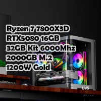 Игровой ПК: AMD Ryzen 7 7800X3D, DT360 ARGB, B850, 32GB Kit, RTX5080 16GB, 2TB, 1200W