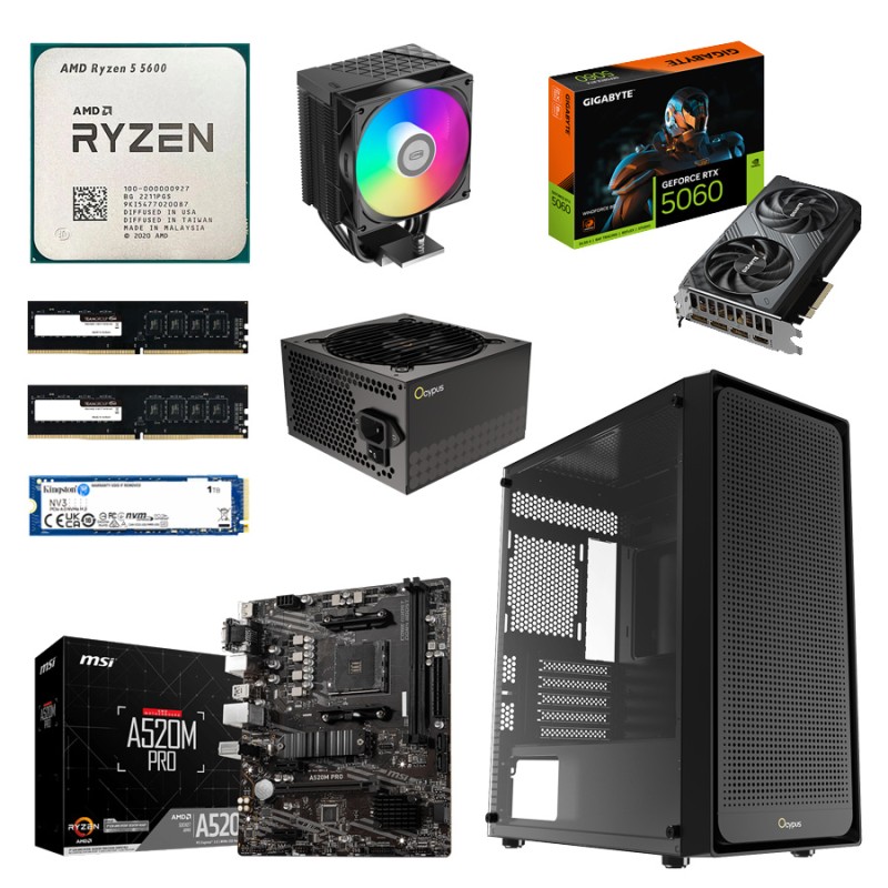 Бюджетный игровой ПК Ryzen 5 5600 + RTX 5060 8GB 16GB 1TB SSD