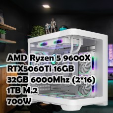 Игровой ПК: AMD Ryzen 5 9600X + RTX5060Ti 16G, 32GB, B840, 1TB, BV5-WH, 700W
