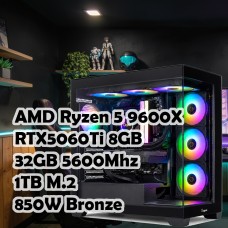 Игровой ПК: AMD Ryzen 5 9600X + RTX5060Ti 8G, 32GB, B650 WIFI, 1TB, C72, 750W