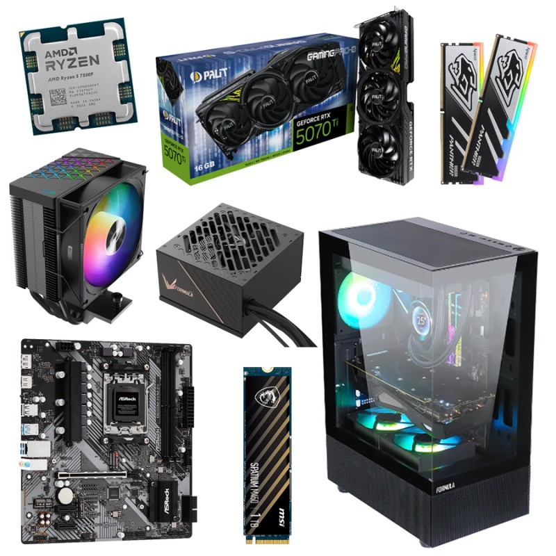 Игровой ПК AMD Ryzen 5 7500F RTX 5070 Ti 32GB DDR5 1TB NVMe