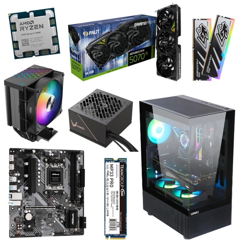 Игровой ПК AMD Ryzen 5 7500F RTX 5070 Ti 32GB DDR5 2TB NVMe