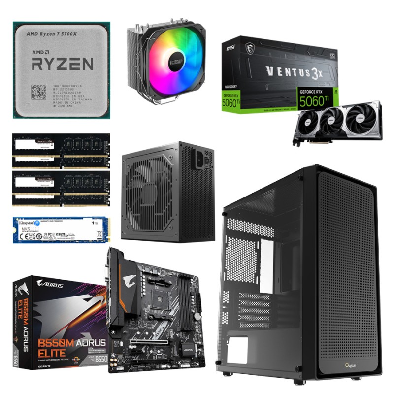 Игровой ПК AMD Ryzen 7 5700X / MSI RTX 5060 Ti 16GB GDDR7 VENTUS 3X OC / 32GB DDR4 / 1TB NVMe
