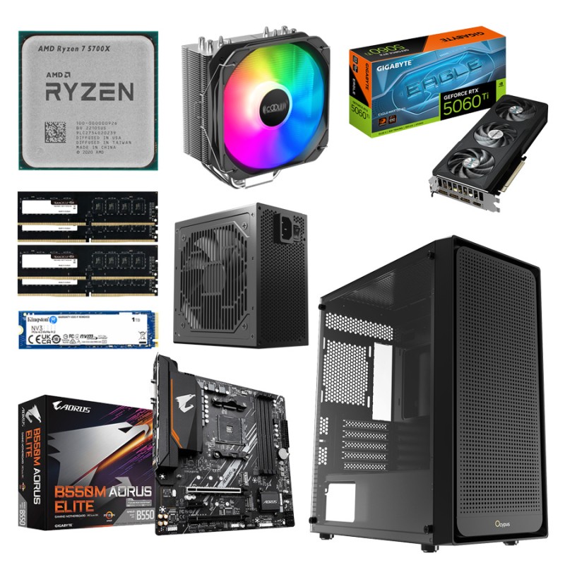 Игровой ПК AMD Ryzen 7 5700X / Gigabyte RTX 5060 Ti EAGLE MAX OC 8GB GDDR7 / 32GB DDR4 / 1TB NVMe