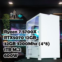 Игровой ПК: AMD Ryzen 7 5700X + RTX5070 12G, PALADIN 400, B550, 32GB, 1TB, T4 PLUS, 750W