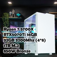 Игровой ПК: AMD Ryzen 7 5700X + RTX5070TI 16G, PALADIN 400, B550, 32GB, 1TB, T4 PLUS, 750W