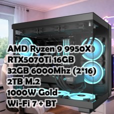 Игровой ПК: Ryzen 9 9950X + RTX 5070Ti 16GB, X870, 32GB, 2TB, 1000W, Wifi+BT