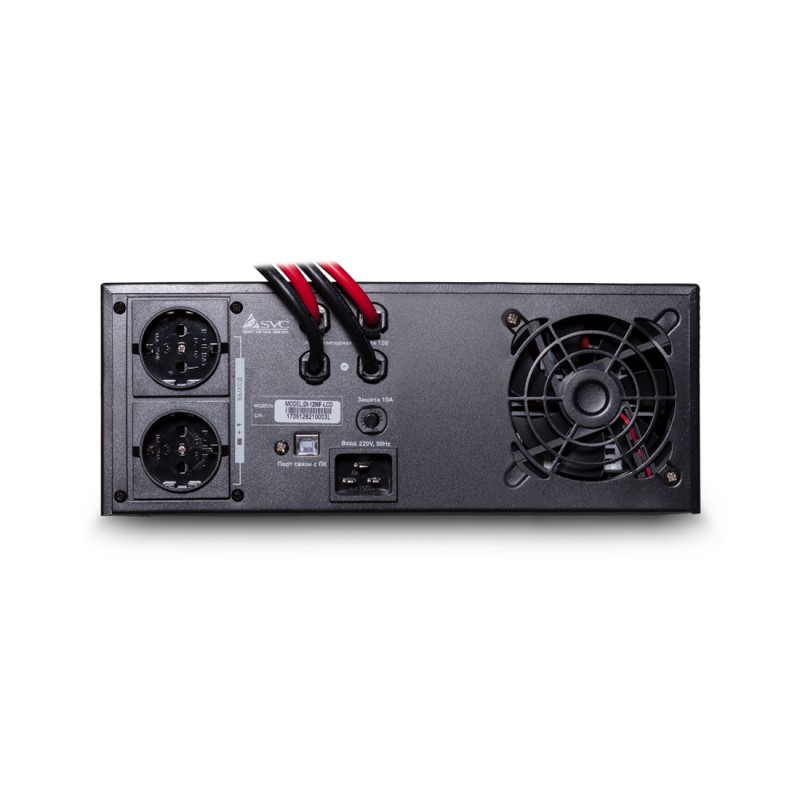 Инвертор‑ИБП SVC DI-1200-F-LCD 1000Вт 12В/220В чистая синусоида, AVR 145–270В, USB, зарядка 20A