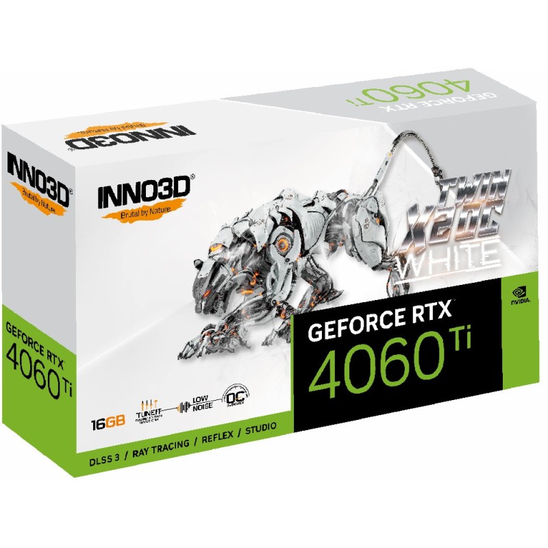 Видеокарта Inno3D GeForce RTX4060 Ti 16GB TWIN X2 OC WHITE 16GB (N406T2-16D6X-178055W)