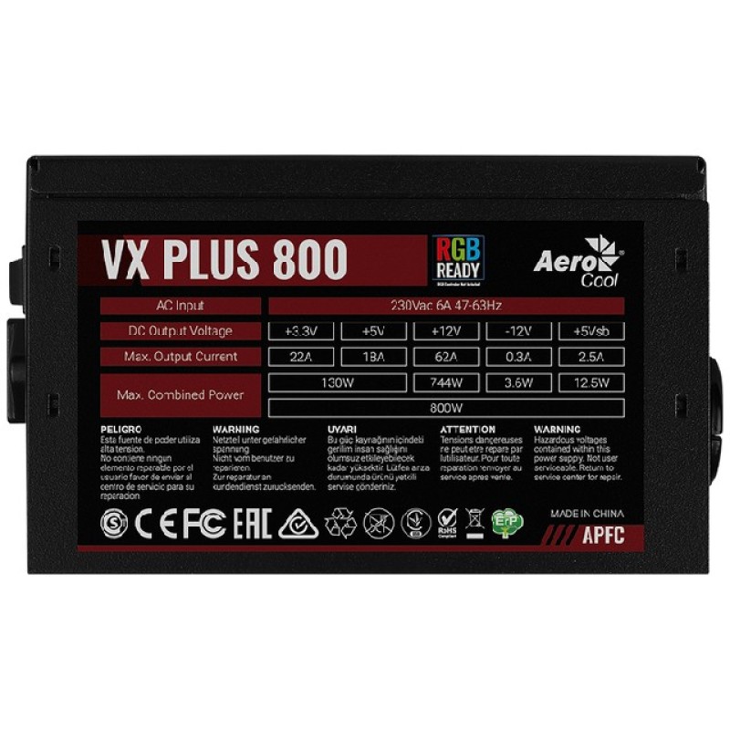 Блок питания AeroCool VX PLUS 800 RGB