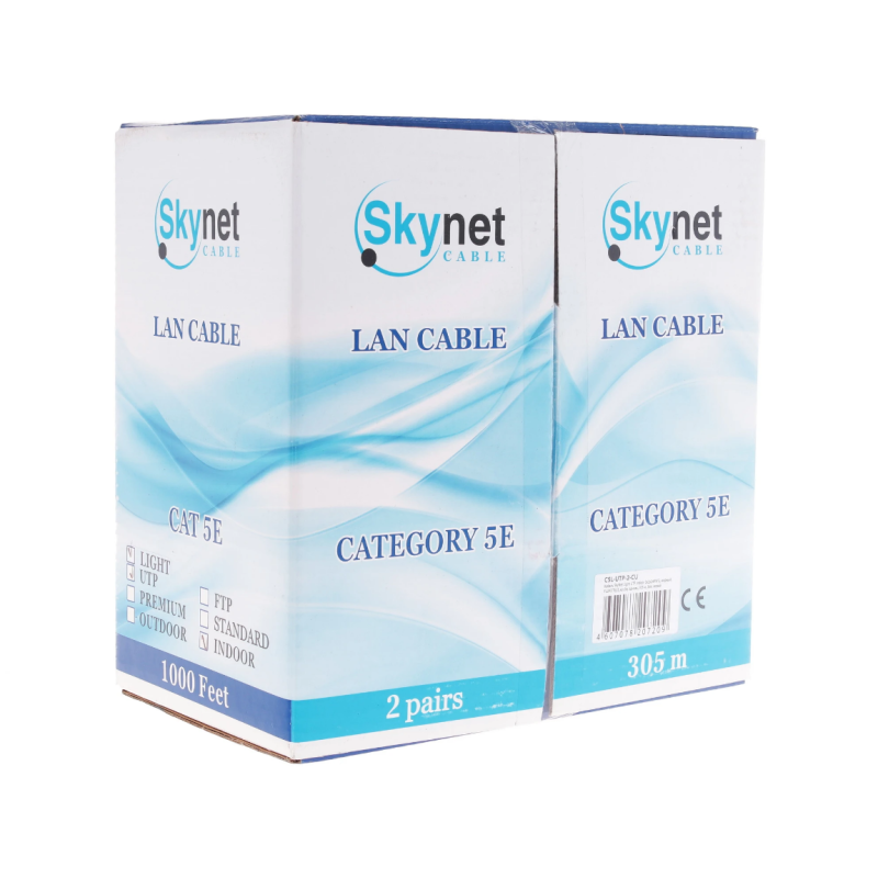 Кабель витая пара U/UTP Cat 5e SkyNet Light (CSL-UTP-2-CU) бухта 305 м медный 2 пары