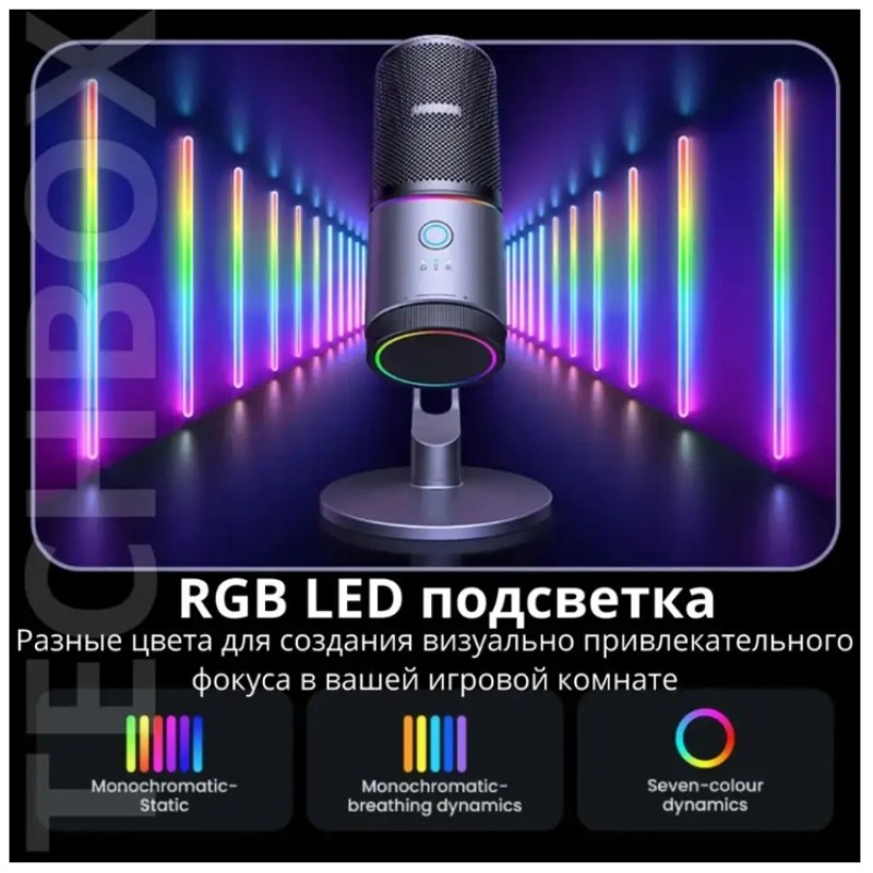 USB микрофон UGREEN CM769 35629 кардиоидный 24‑бит/96 кГц с шумоподавлением и мониторингом