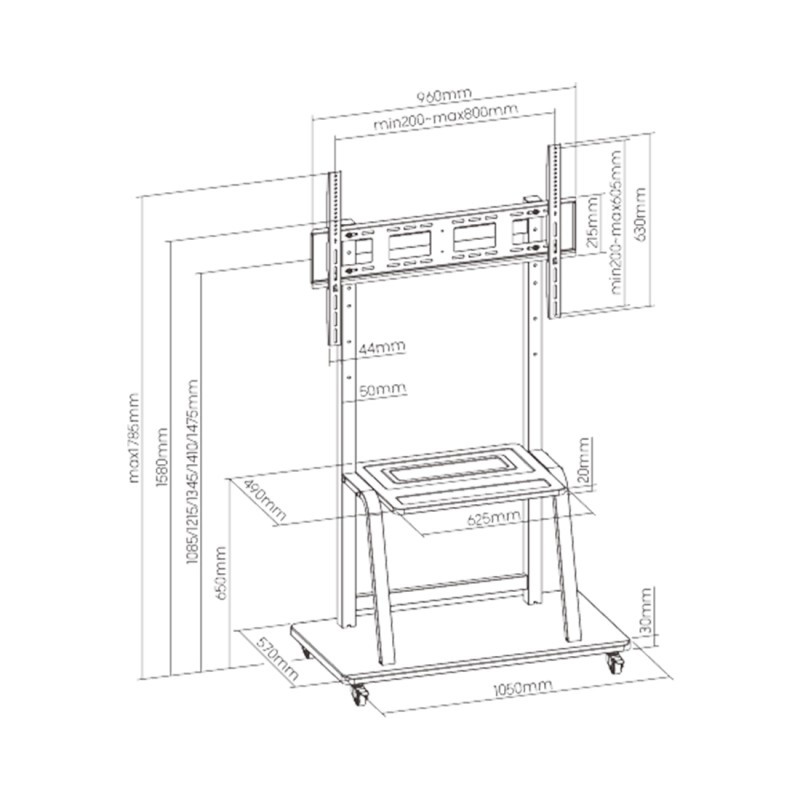 Мобильная стойка Brateck T1035ME для телевизоров 37"-100" с грузоподъемностью 150 кг