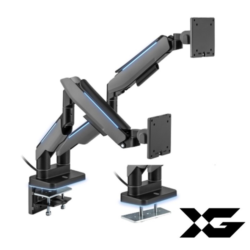 Настольный кронштейн с газлифтом XG MGG-1735D grey для 2 мониторов