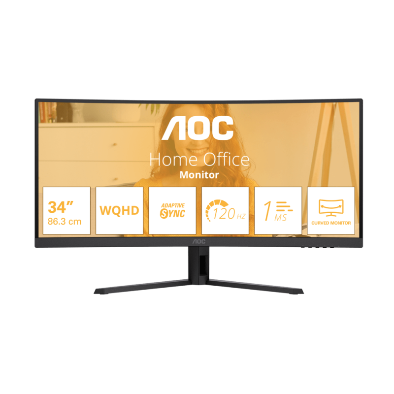 Ультраширокий монитор AOC CU34B3E/01 34" WQHD 120 Гц VA 1500R