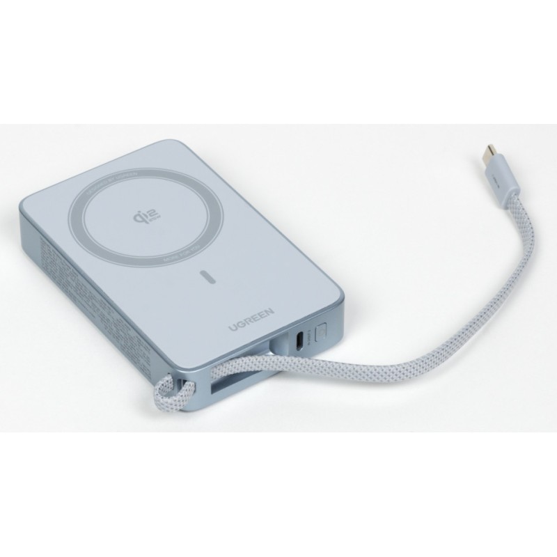 Магнитный пауэрбанк UGREEN PB773 (65958B) 10000mAh 30W 25W Qi2 встроенный кабель USB-C