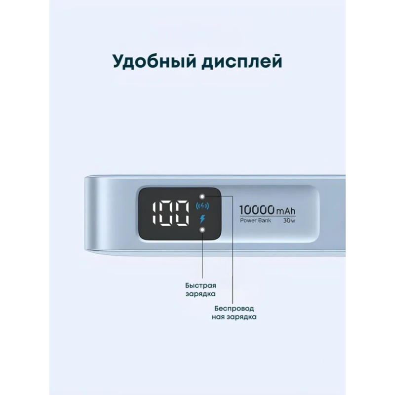 Магнитный пауэрбанк UGREEN PB773 (65958B) 10000mAh 30W 25W Qi2 встроенный кабель USB-C