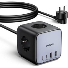 Сетевое зарядное устройство UGREEN CD268 60113 65W 2xUSB-C 2xUSB-A 3 розетки 1.8 м