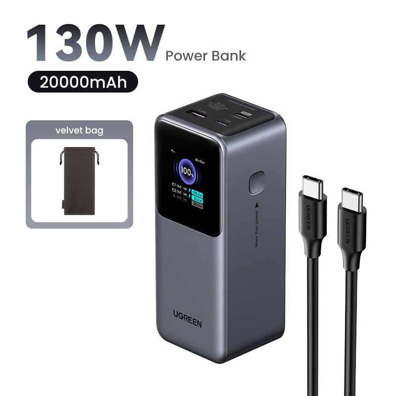 Мобильный аккумулятор UGREEN PB721 (35524B) 20000mAh 130W DigitalDisplay