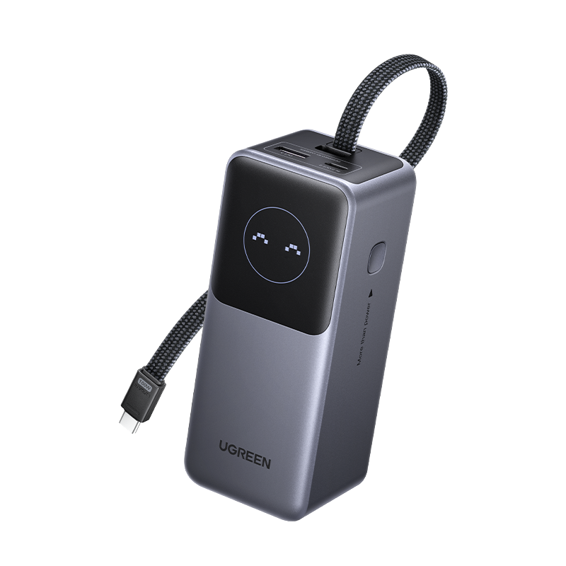 Пауэрбанк UGREEN Nexode PB723 (55365B) 130W со встроенным кабелем USB-C и TFT-дисплеем