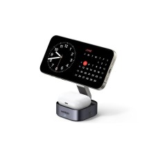 Беспроводная магнитная зарядная станция UGREEN W702 35316 2‑in‑1 15W Qi2/MagSafe, складная, USB‑C