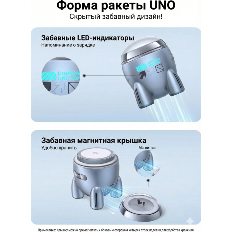 Беспроводное магнитное зарядное устройство UGREEN W713 (65300) 25W Qi2 2‑в‑1