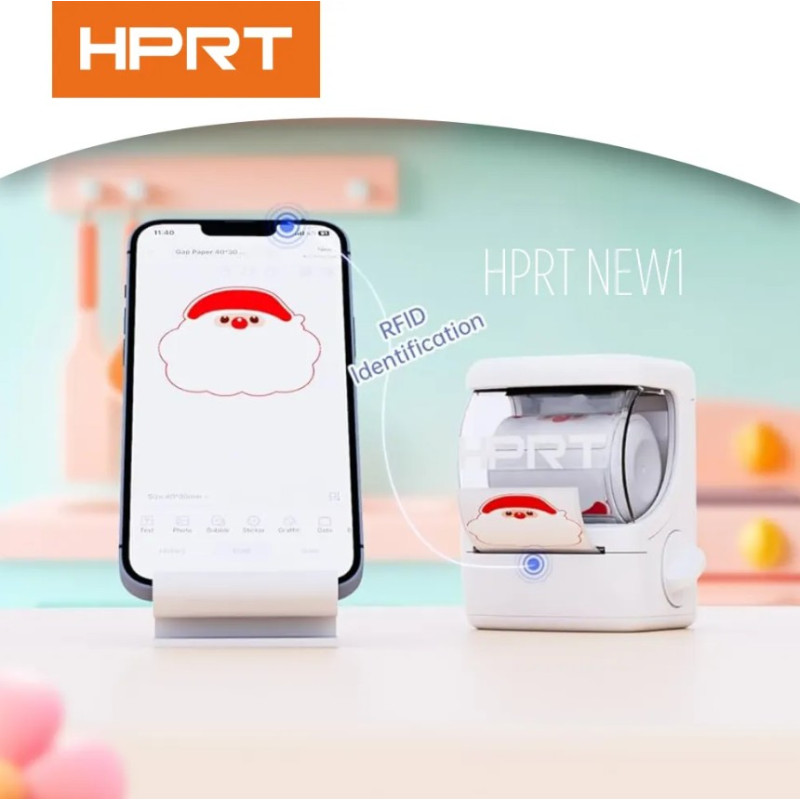 Принтер этикеток HPRT NEW1 Термопечать 50 мм Черно-белый Bluetooth