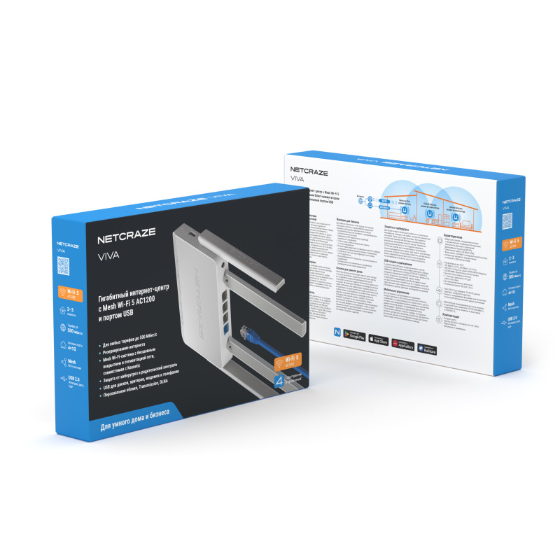 Интернет-центр Netcraze Viva NC-1913 AC1200 Gigabit USB Mesh