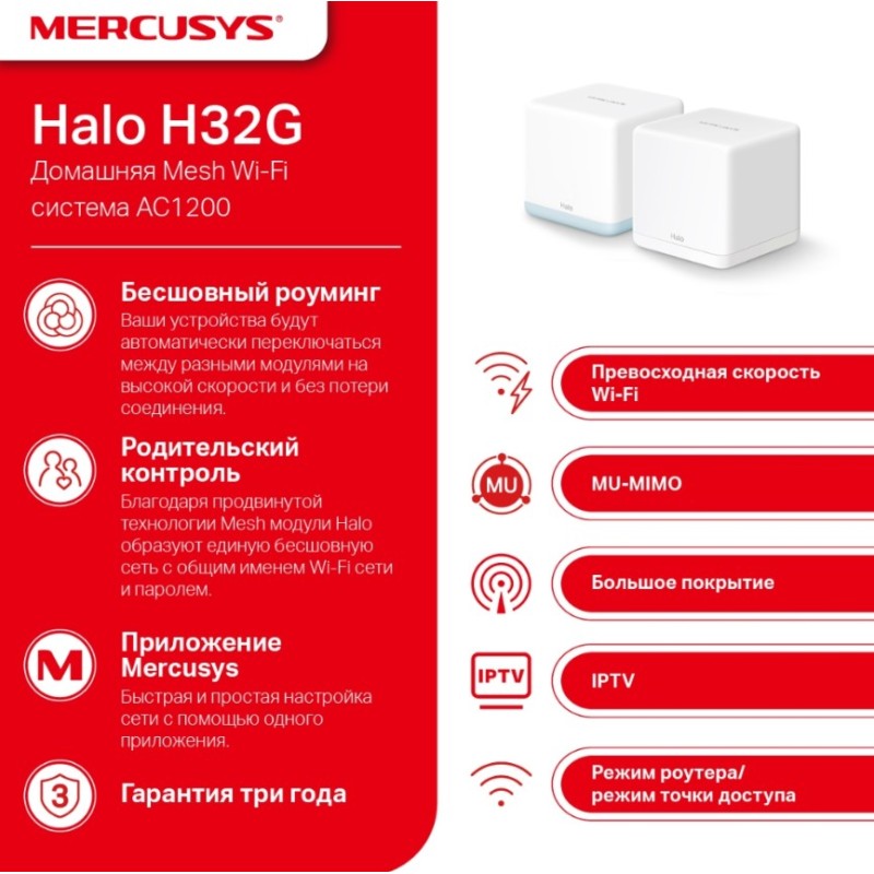 Mesh система Mercusys Halo H32G (2-Pack)