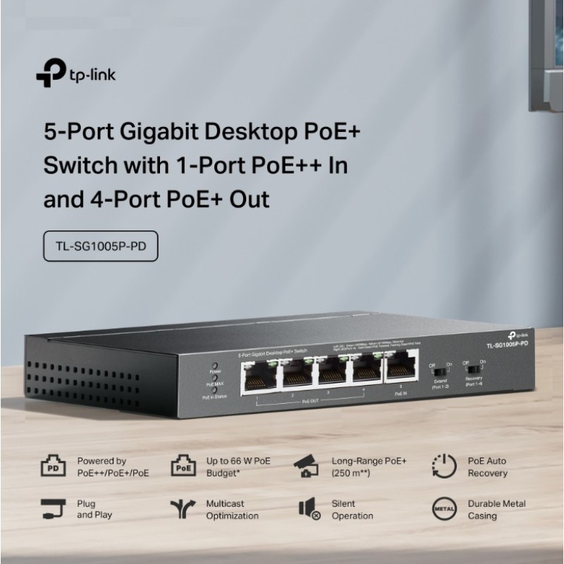 Коммутатор TP-Link TL-SG1005P-PD