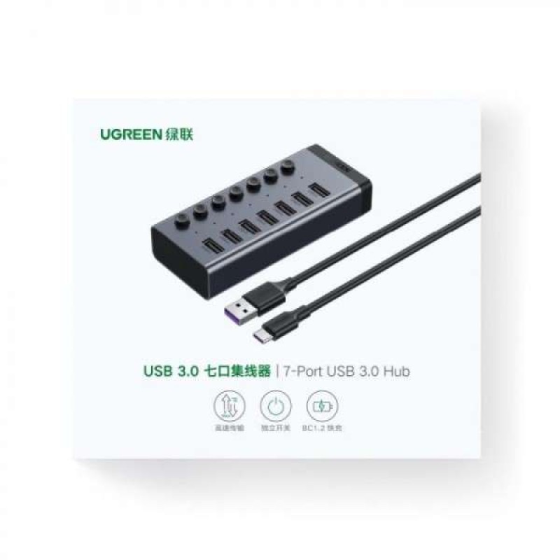 USB 3.0 хаб UGREEN CM481 (90307) 7 портов 5 Гбит/с с доп питанием