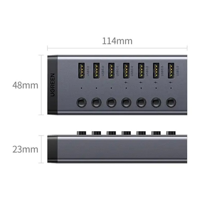 USB 3.0 хаб UGREEN CM481 (90307) 7 портов 5 Гбит/с с доп питанием